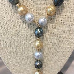 12mm – 15mm South Sea and Tahitian Baroque Pearl Lariat Necklace
