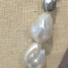 15mm – 17mm White Baroque and Gray Keshi Pearl Necklace