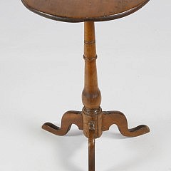 18th c. American Maple Candlestand on Tripod Base Ending in Snake Foot