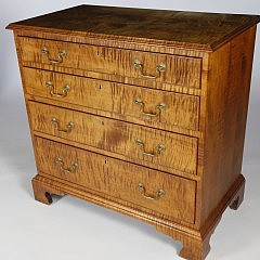 Marshall James (Greensboro, North Carolina) Chippendale Style Four-Graduated Chest of Drawers on Bracket Feet