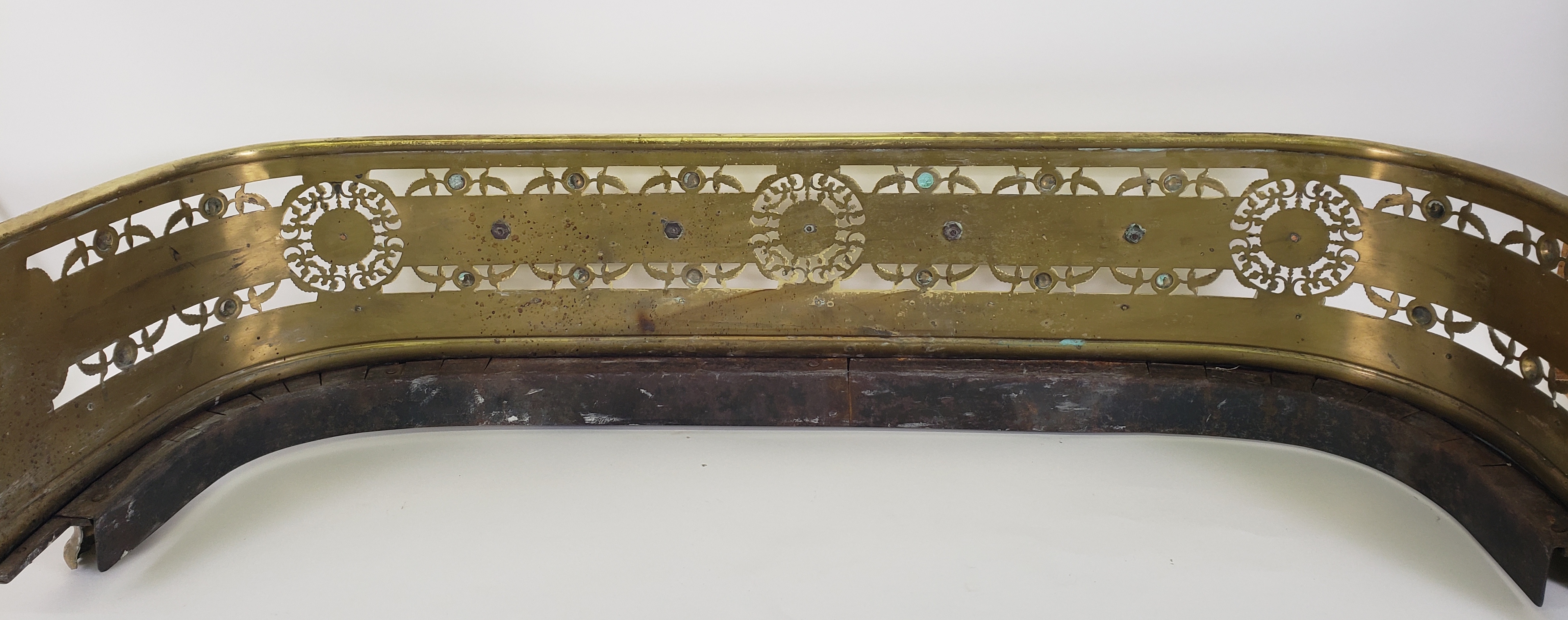 Pierced and Rope Decorated Brass Fireplace Fender, 19th Century