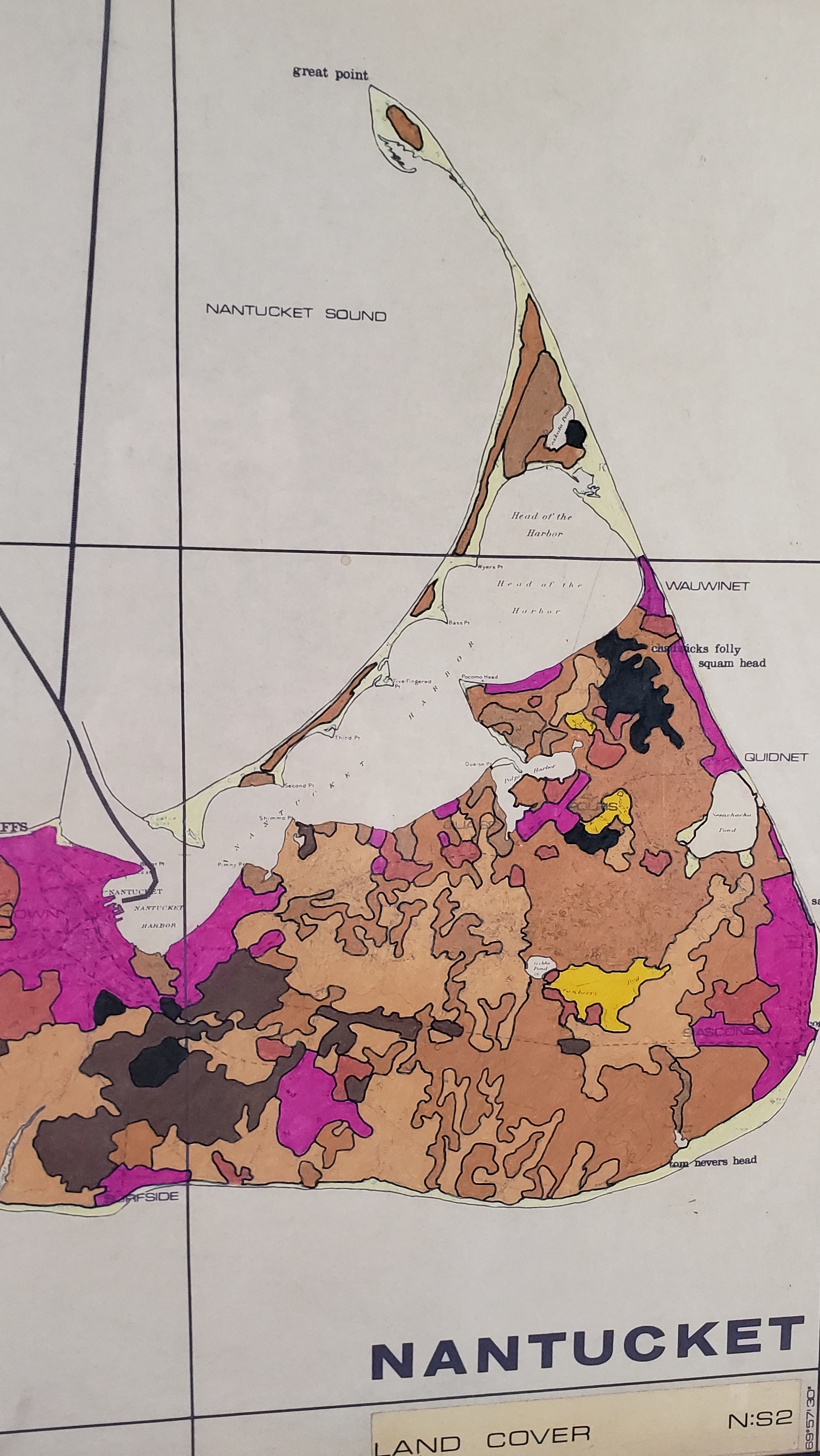 Vintage John H. Martin Colored, “Land Cover”, Map of Nantucket