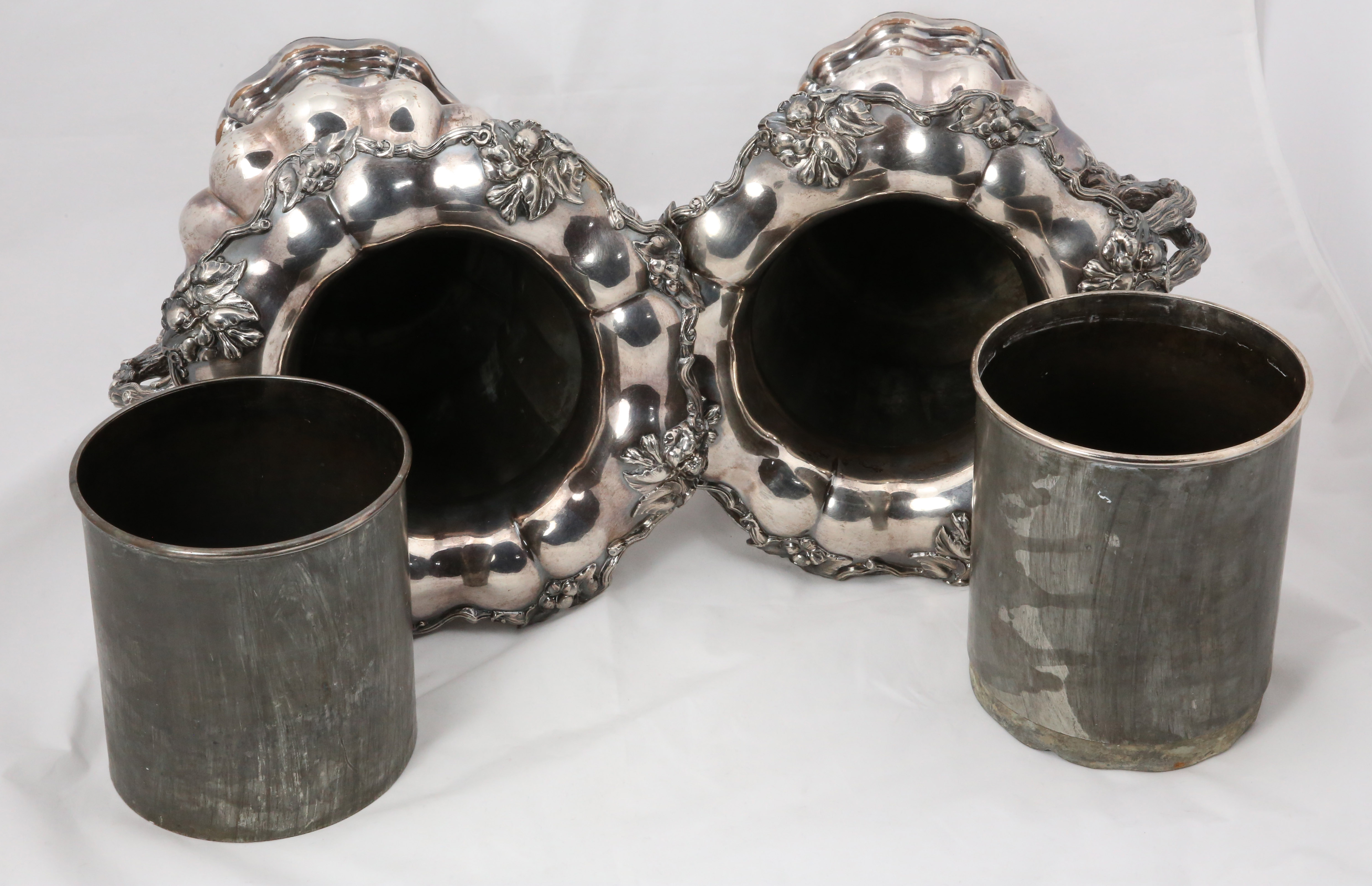 Pair of Antique Sheffield Silver Plated Champagne Coolers, 19th Century