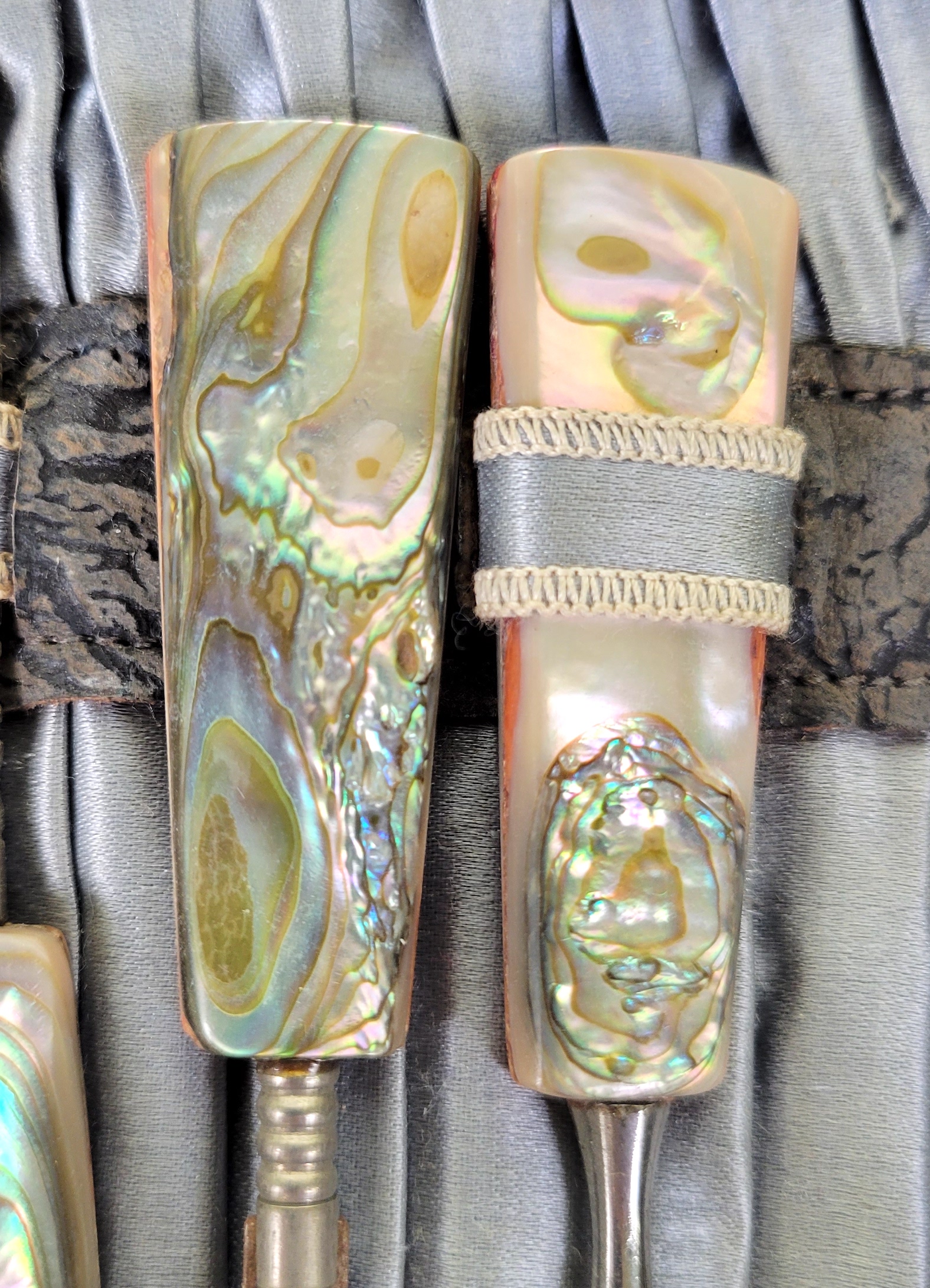 Antique 19th Century Abalone Mother of Pearl Handle Traveling Grooming Set