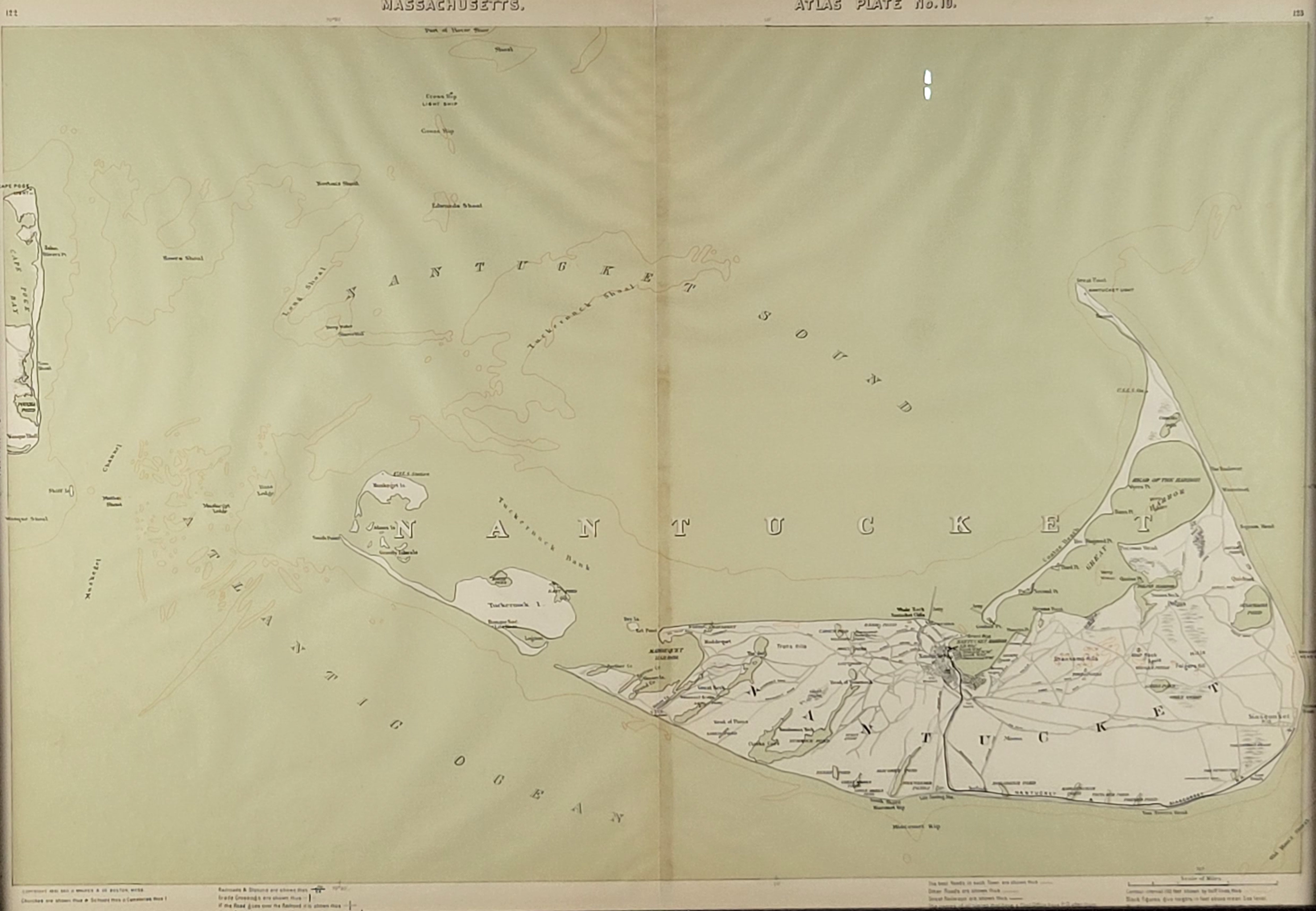 1891 George Walker Massachusetts Atlas Plate No. 10 Map of Nantucket