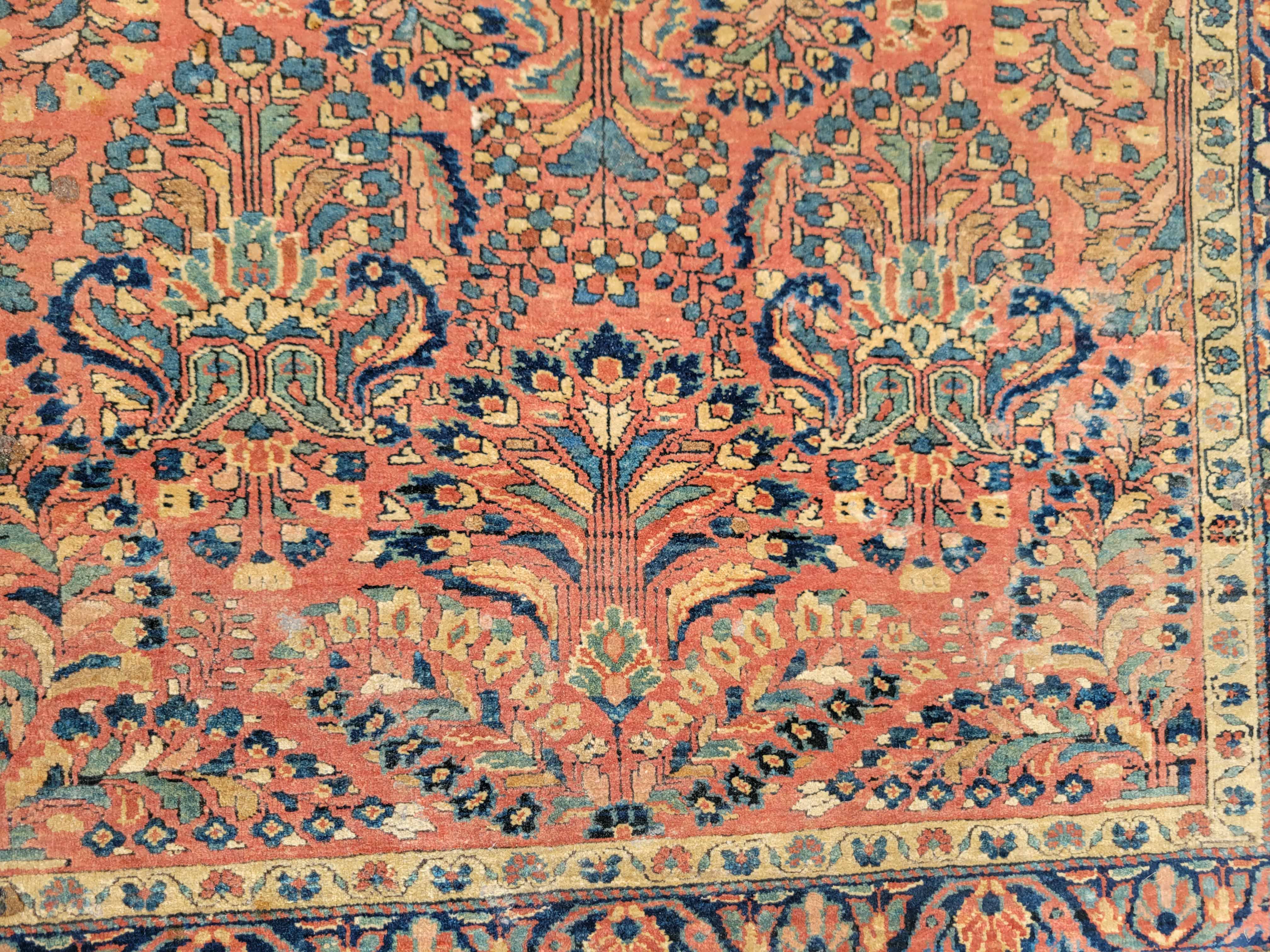 Semi-Antique Sarouk Oriental Throw Rug Carpet