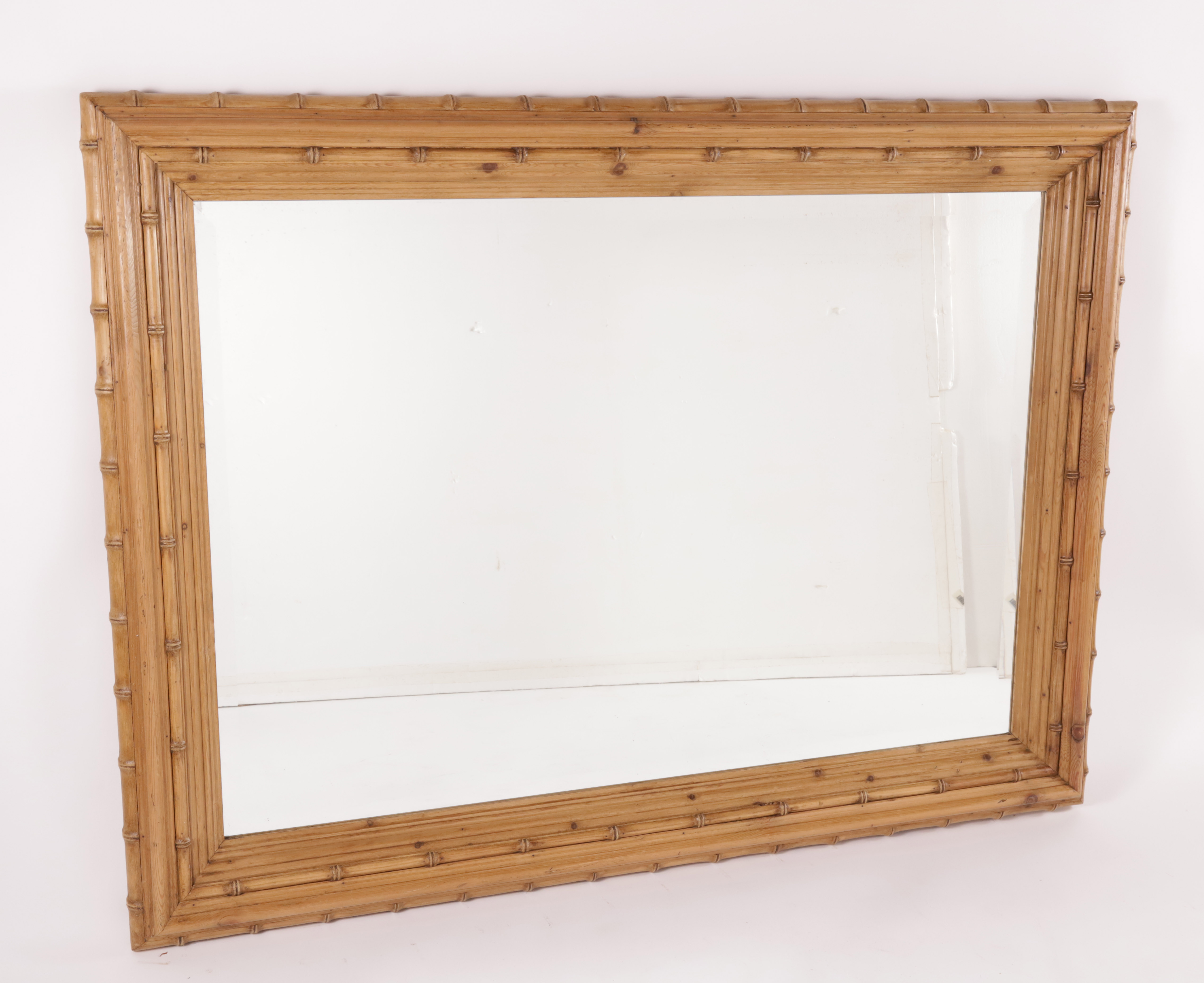 Carved Pine Faux Bamboo Framed Mirror