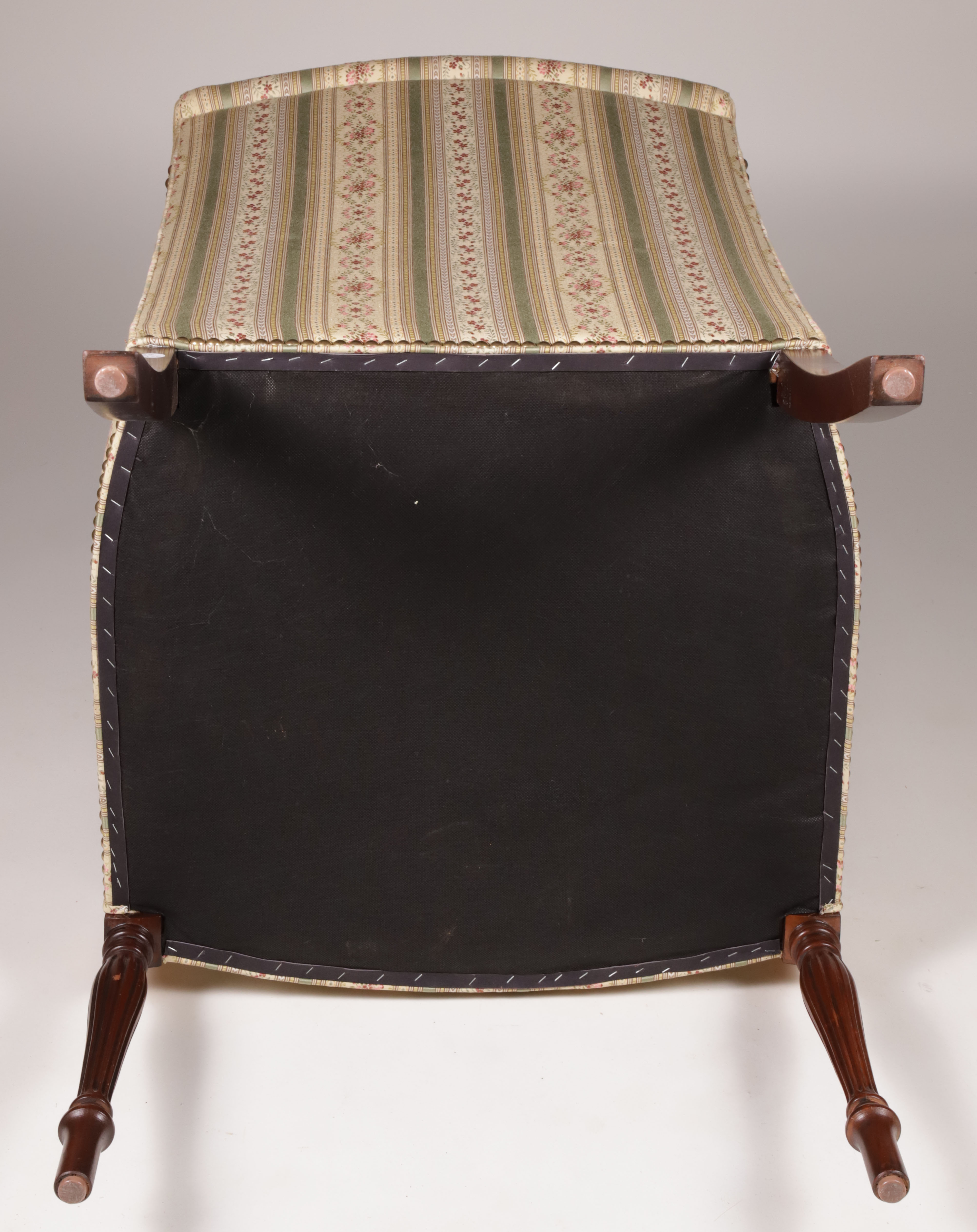 Sheraton Style Inlaid Mahogany Lisere Upholstered Armchair