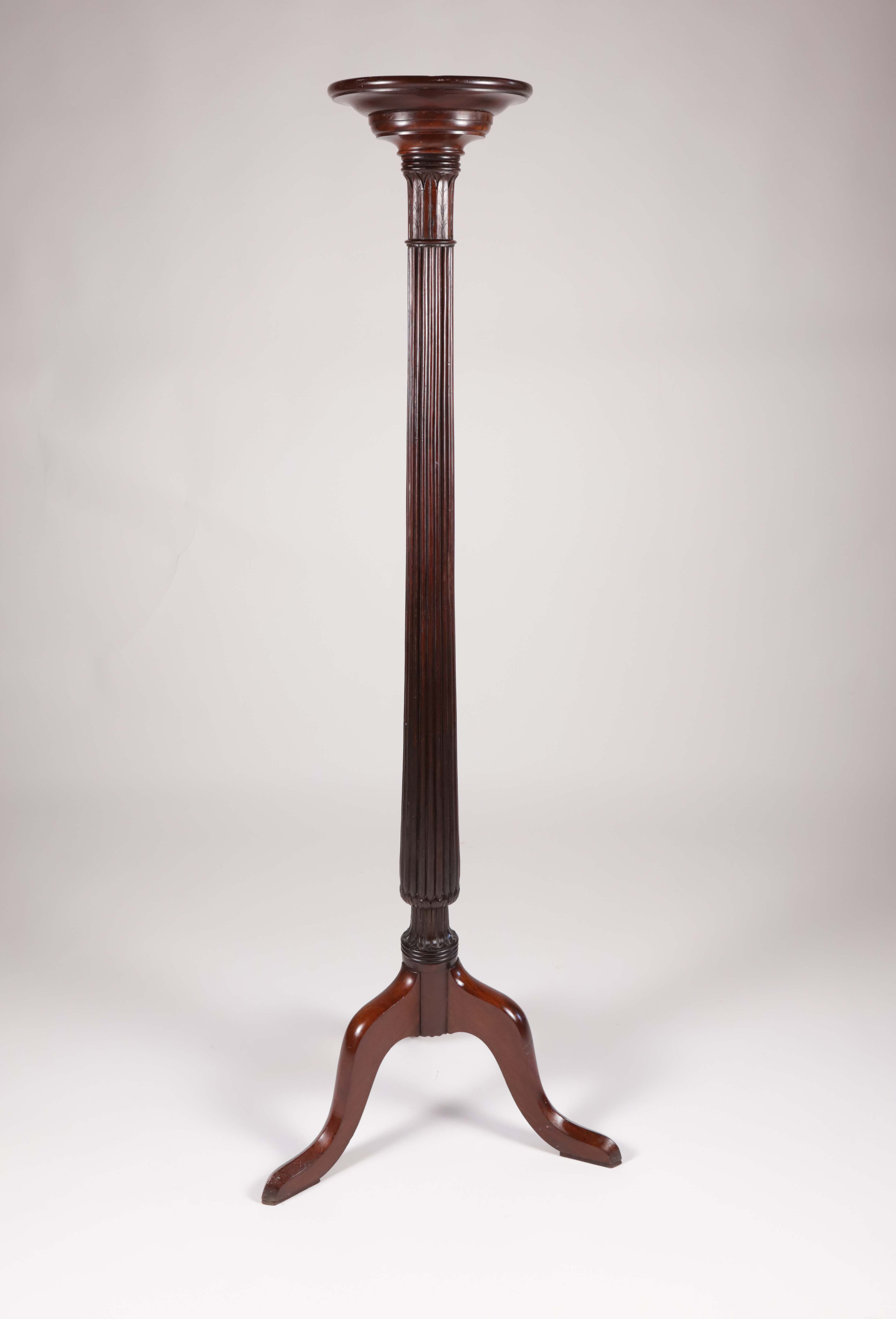 19th Century Tall Mahogany Reeded Plant Stand