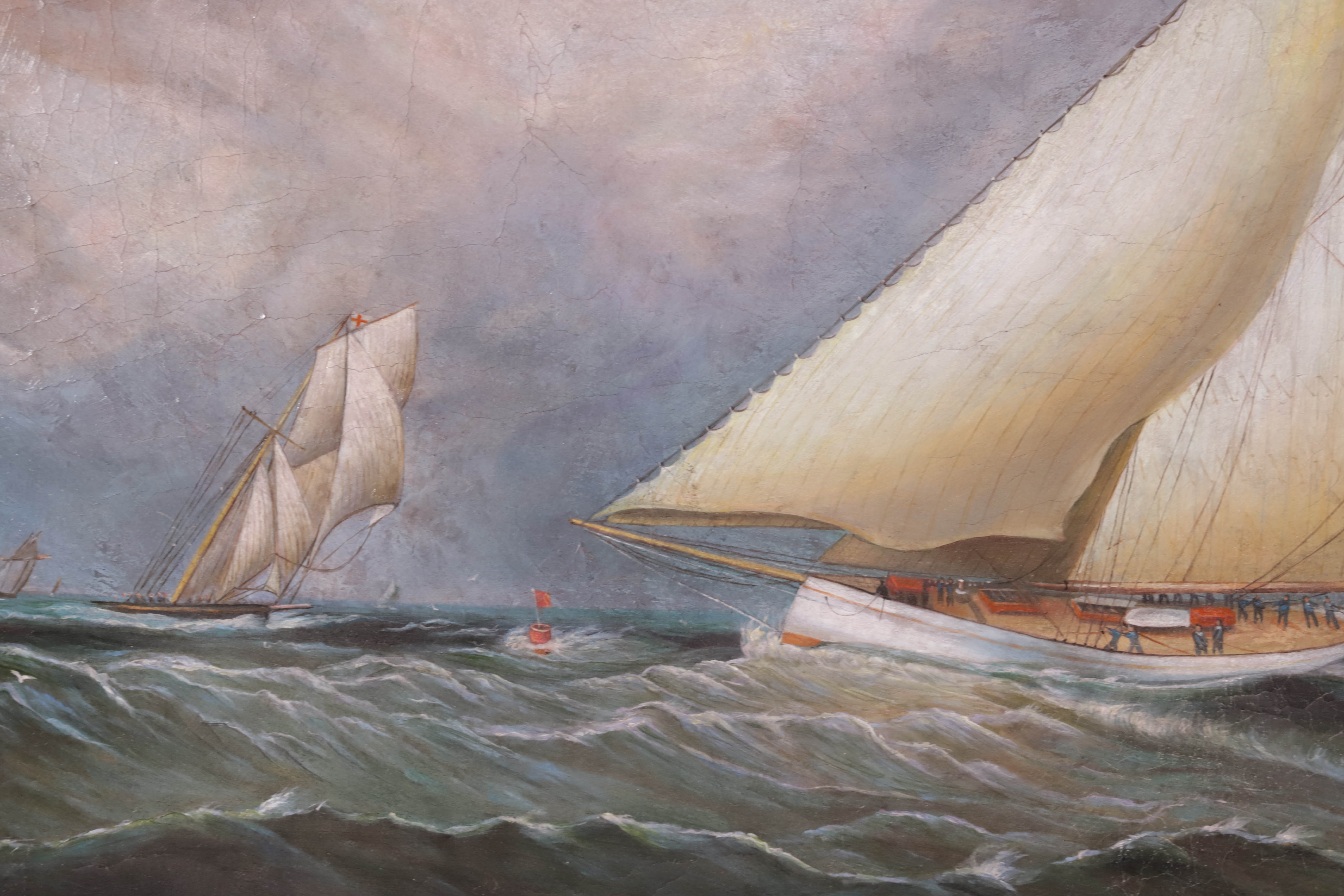 Contemporary America’s Cup Race Oil on Canvas, 20th Century