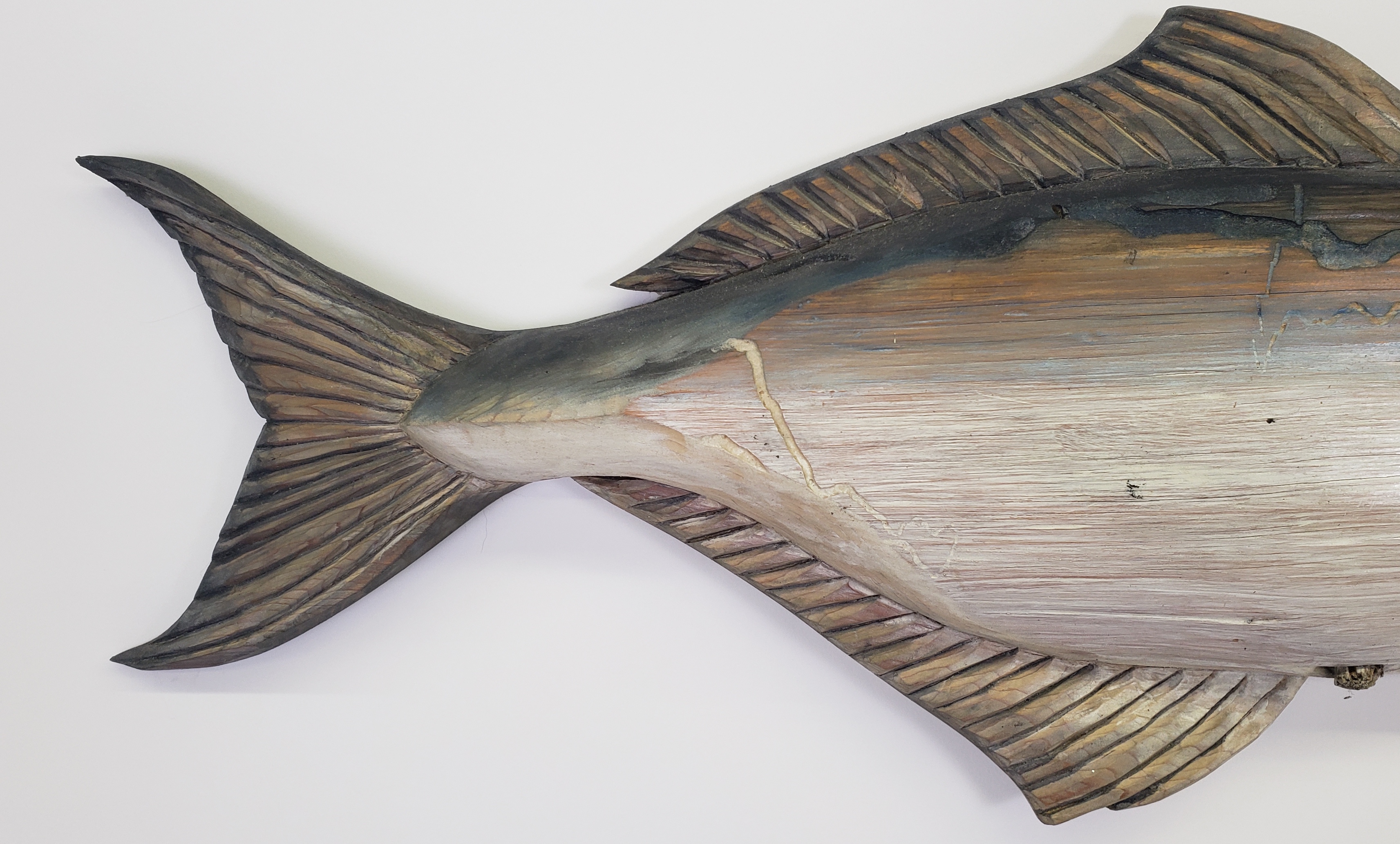Carved and Painted Wooden Bluefish Sculpture