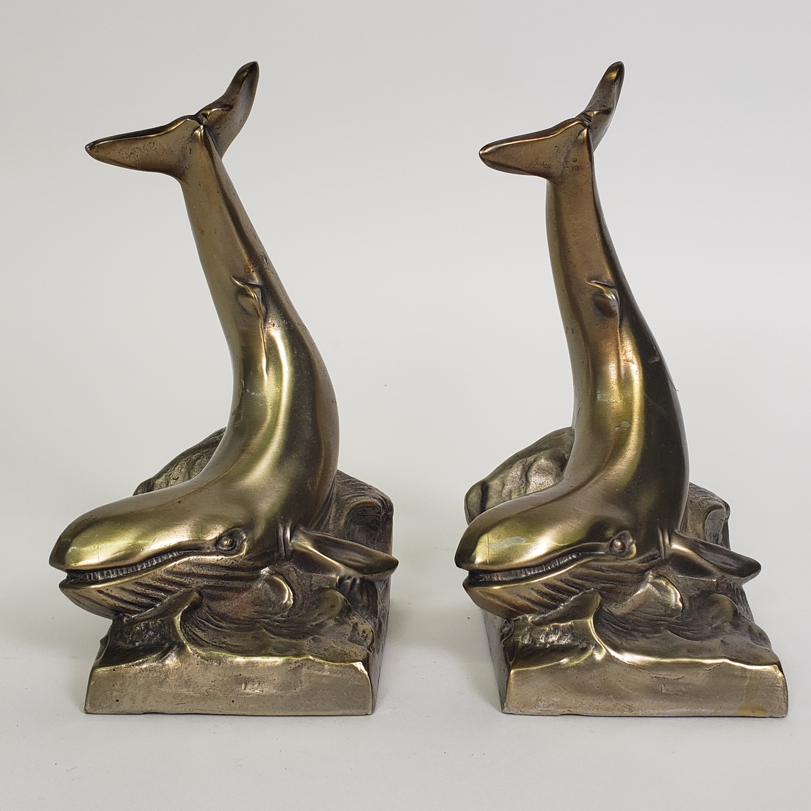 3401-955 Brass Whale Bookends A