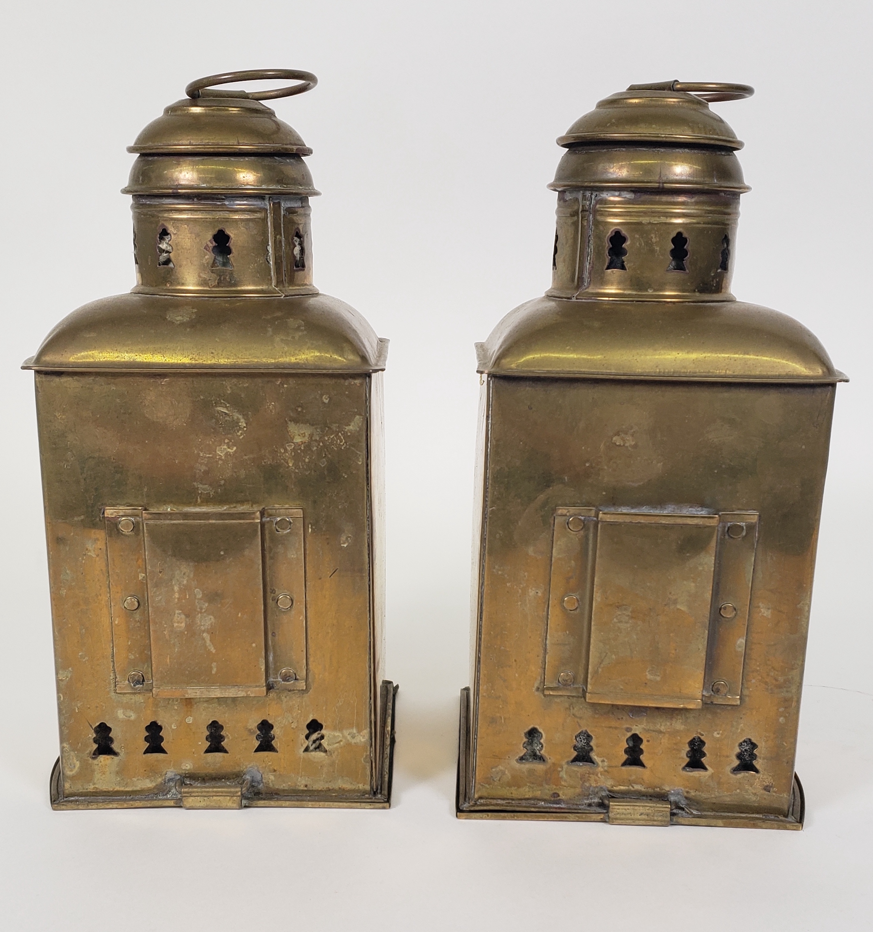 Pair of Antique Brass Port and Starboard Ships Light Lanterns