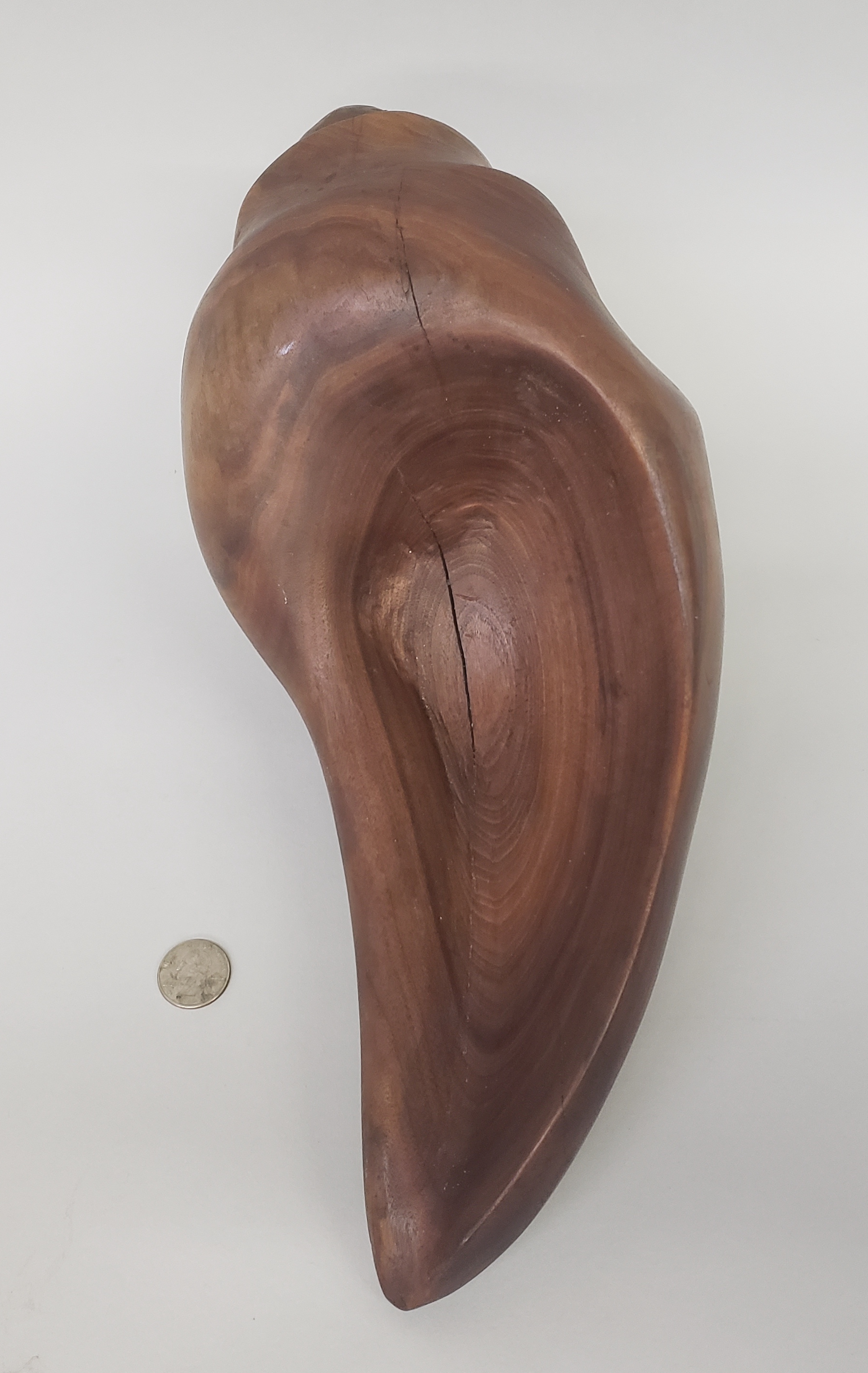 Carved Fruitwood Figural Conch Shell Sculpture
