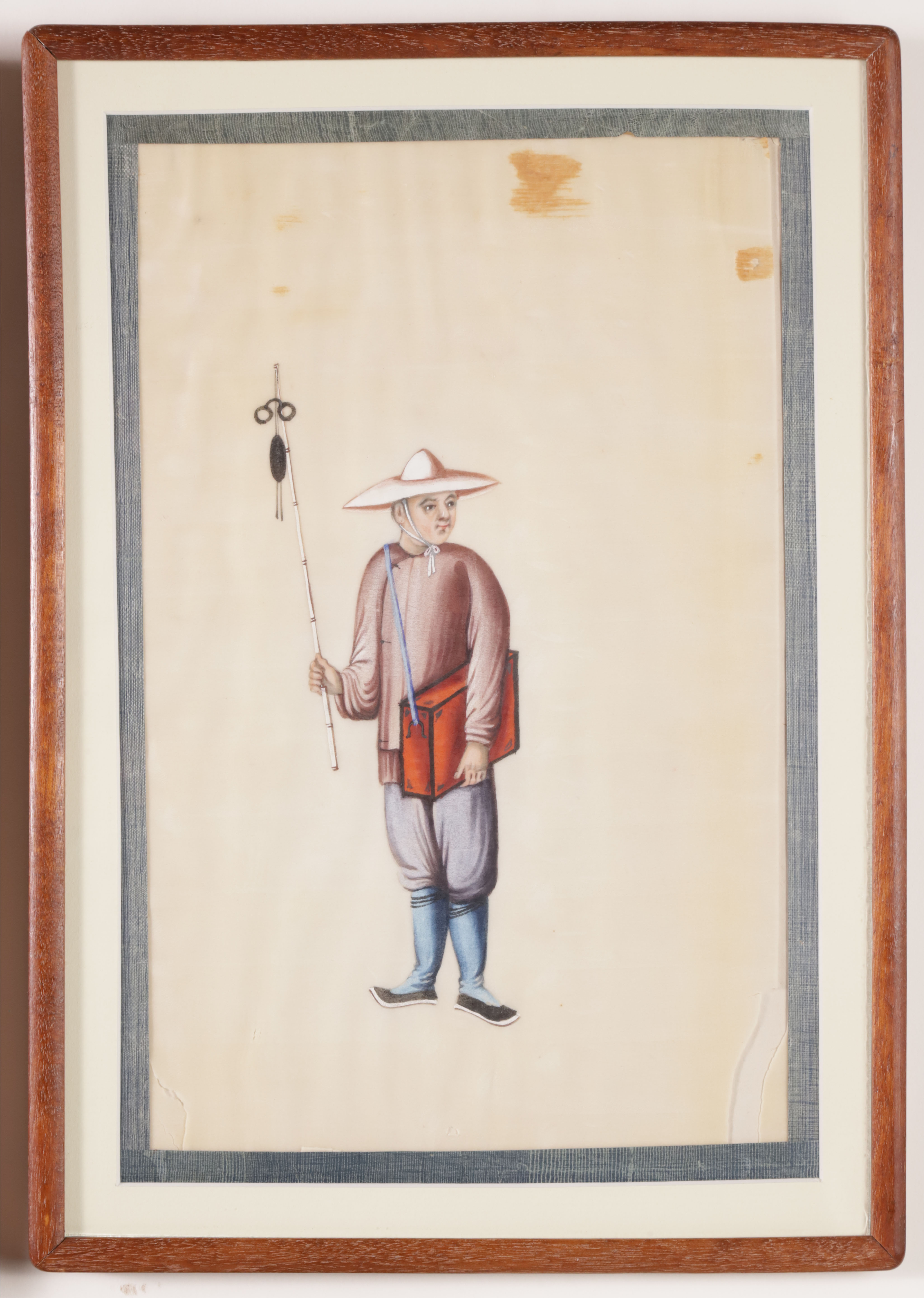 Set of Five Chinese Export Watercolors on Pith Paper, Street Merchants, early 19th Century