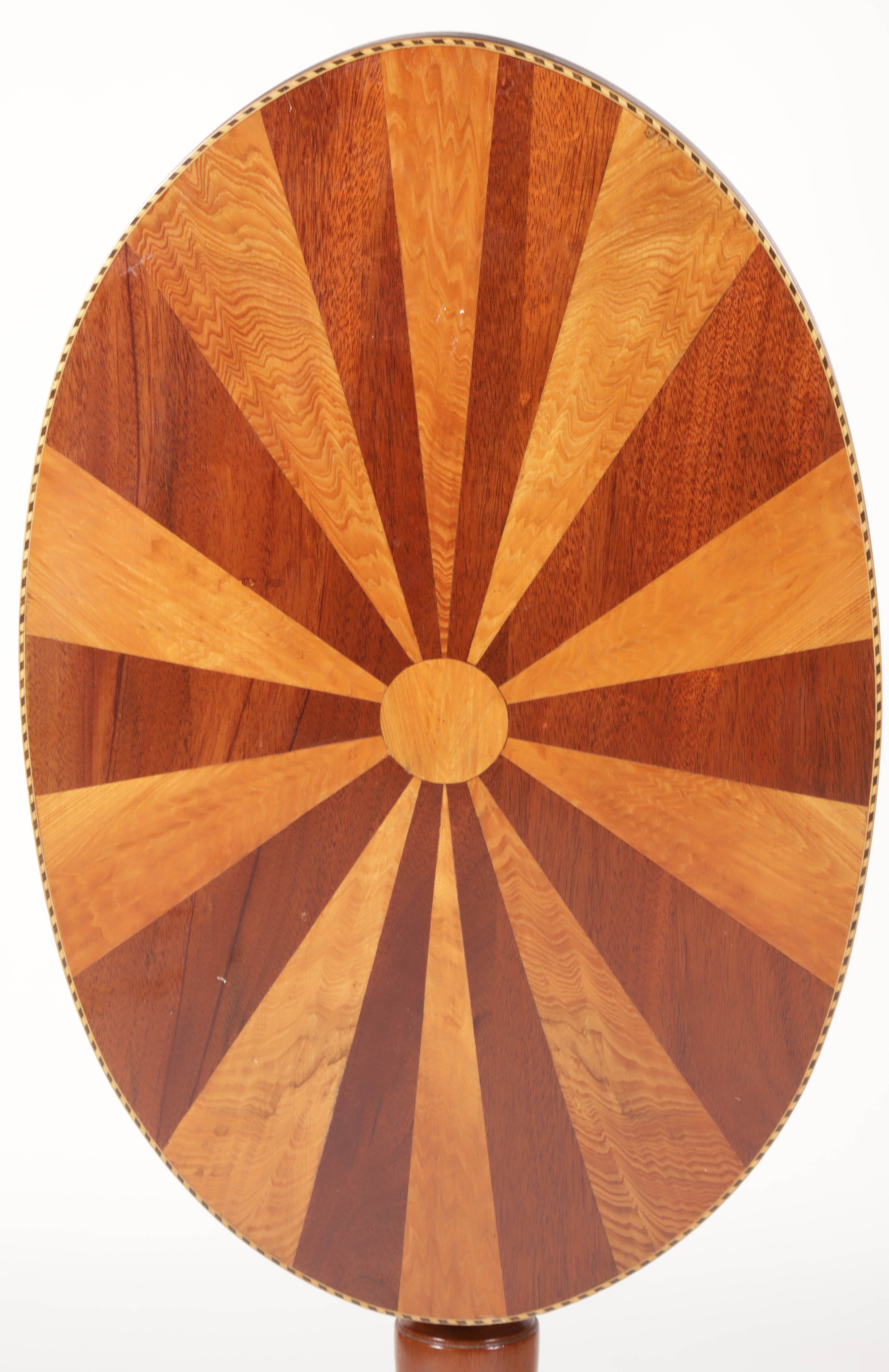 Contemporary Federal Style Sunburst Tilt Top Candle Stand