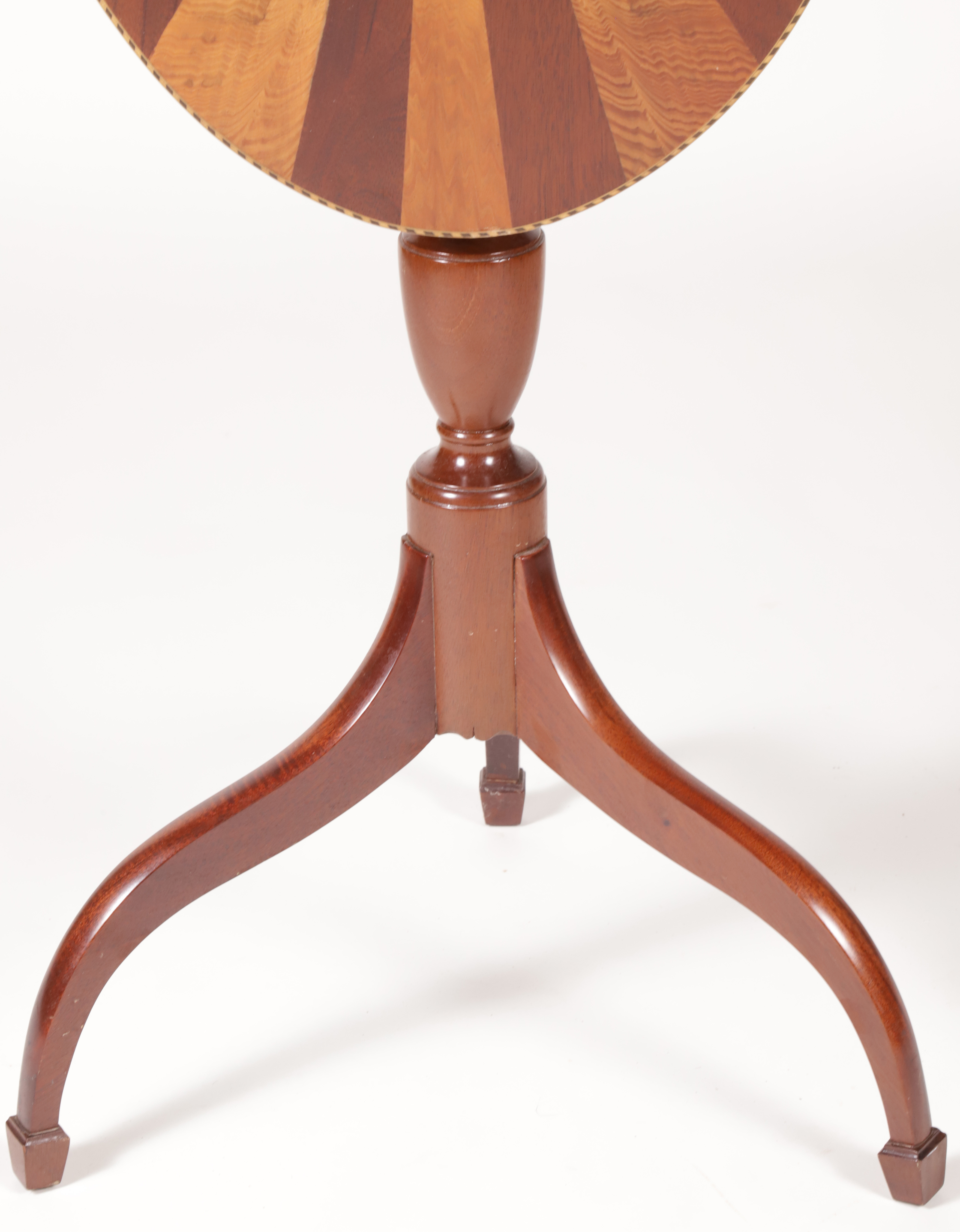 Contemporary Federal Style Sunburst Tilt Top Candle Stand