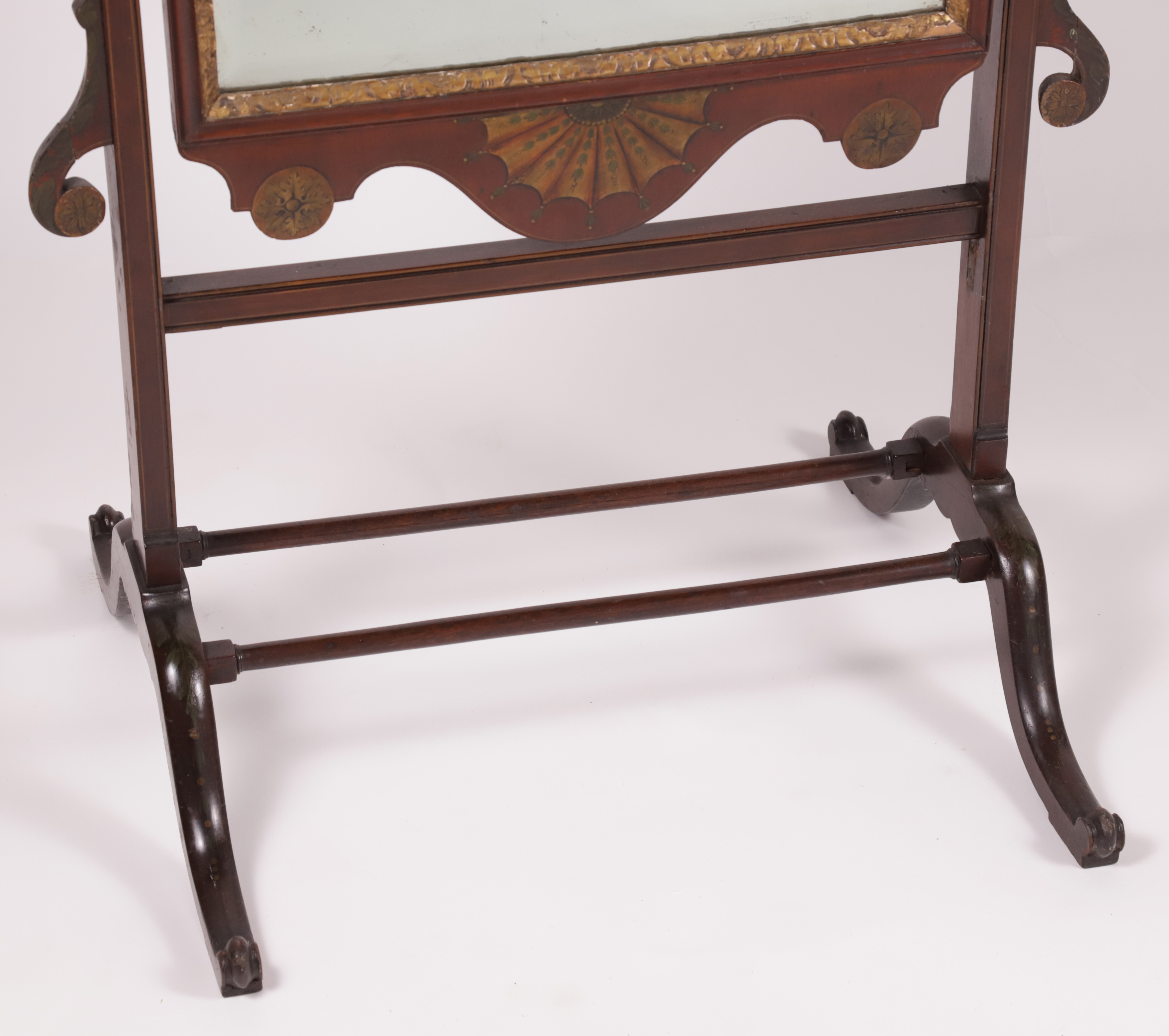 Edwardian Adams Style Decorated Petite Cheval Mirror