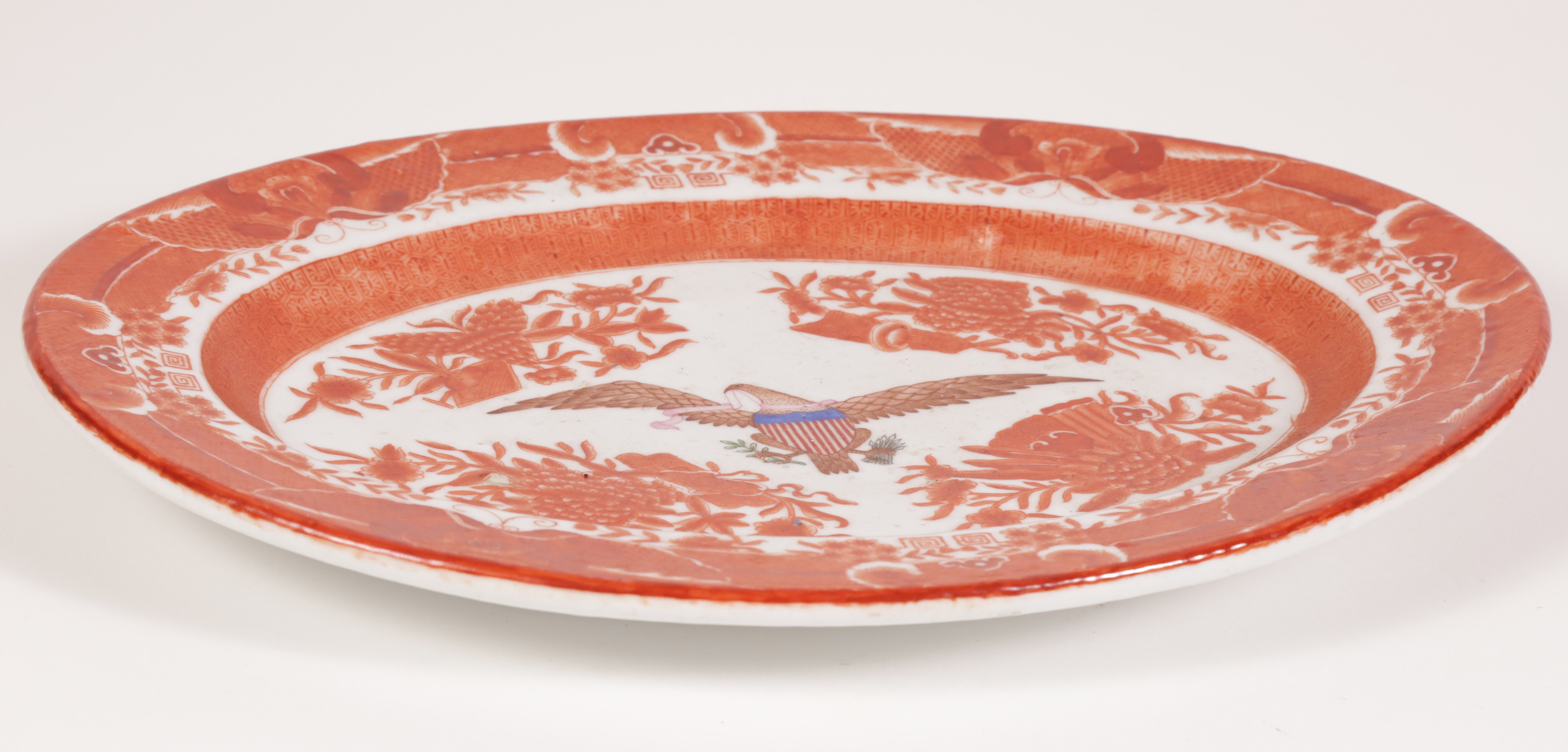 Chinese Export Style Orange Fitzhugh Platter, 20th Century
