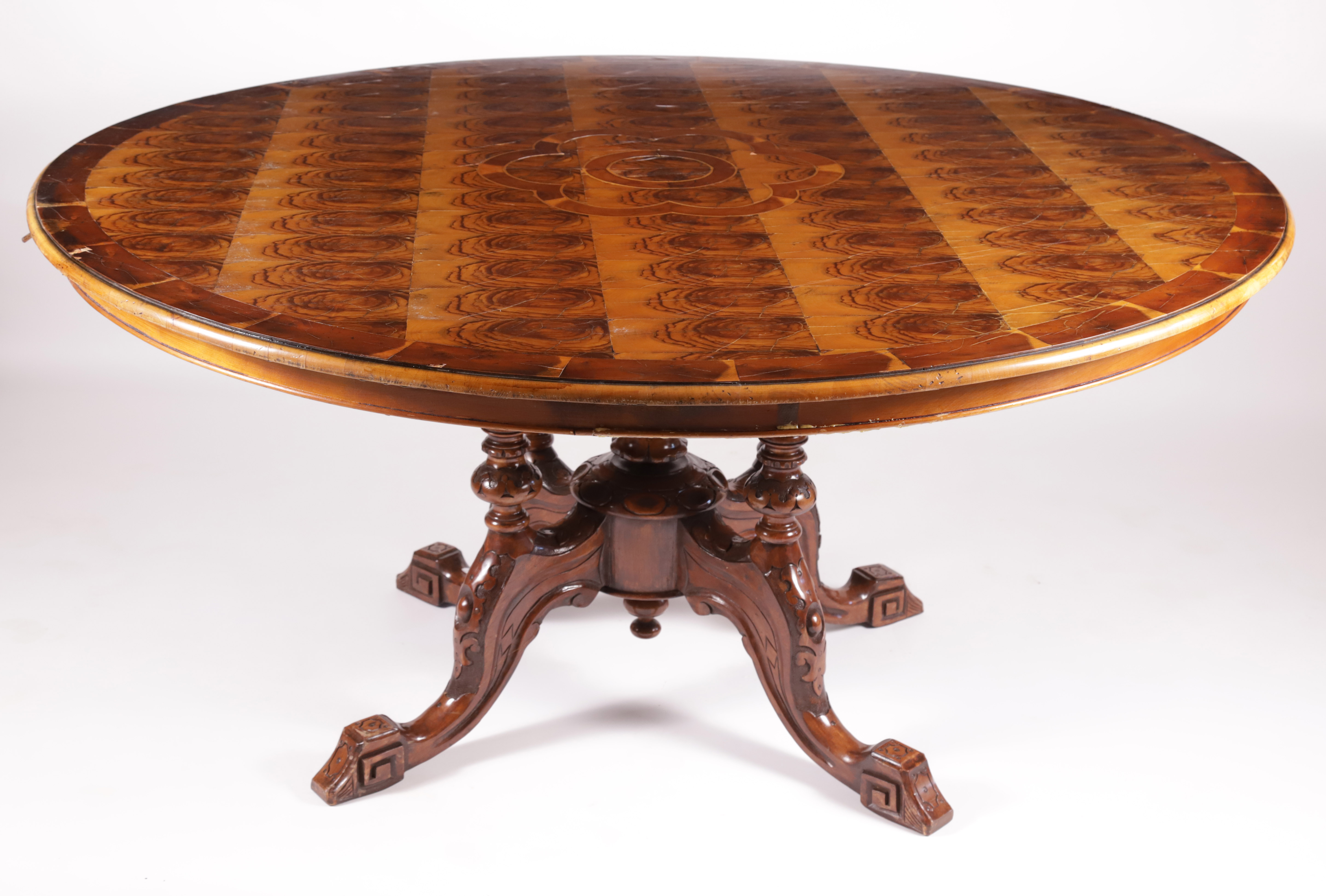 William IV Style Oyster Walnut Center Table