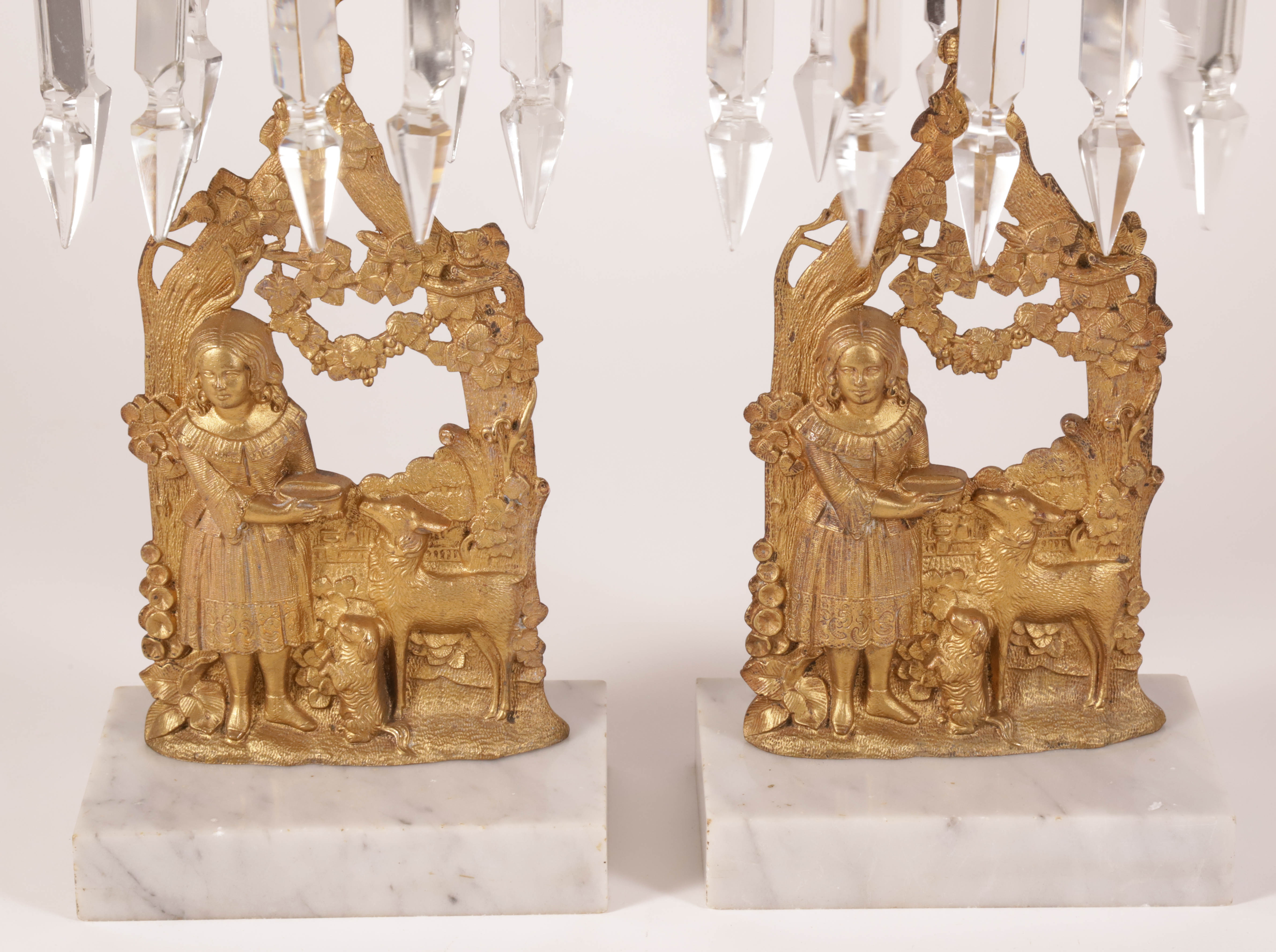 Pair of Figural Bronze Girondoles, 19th Century