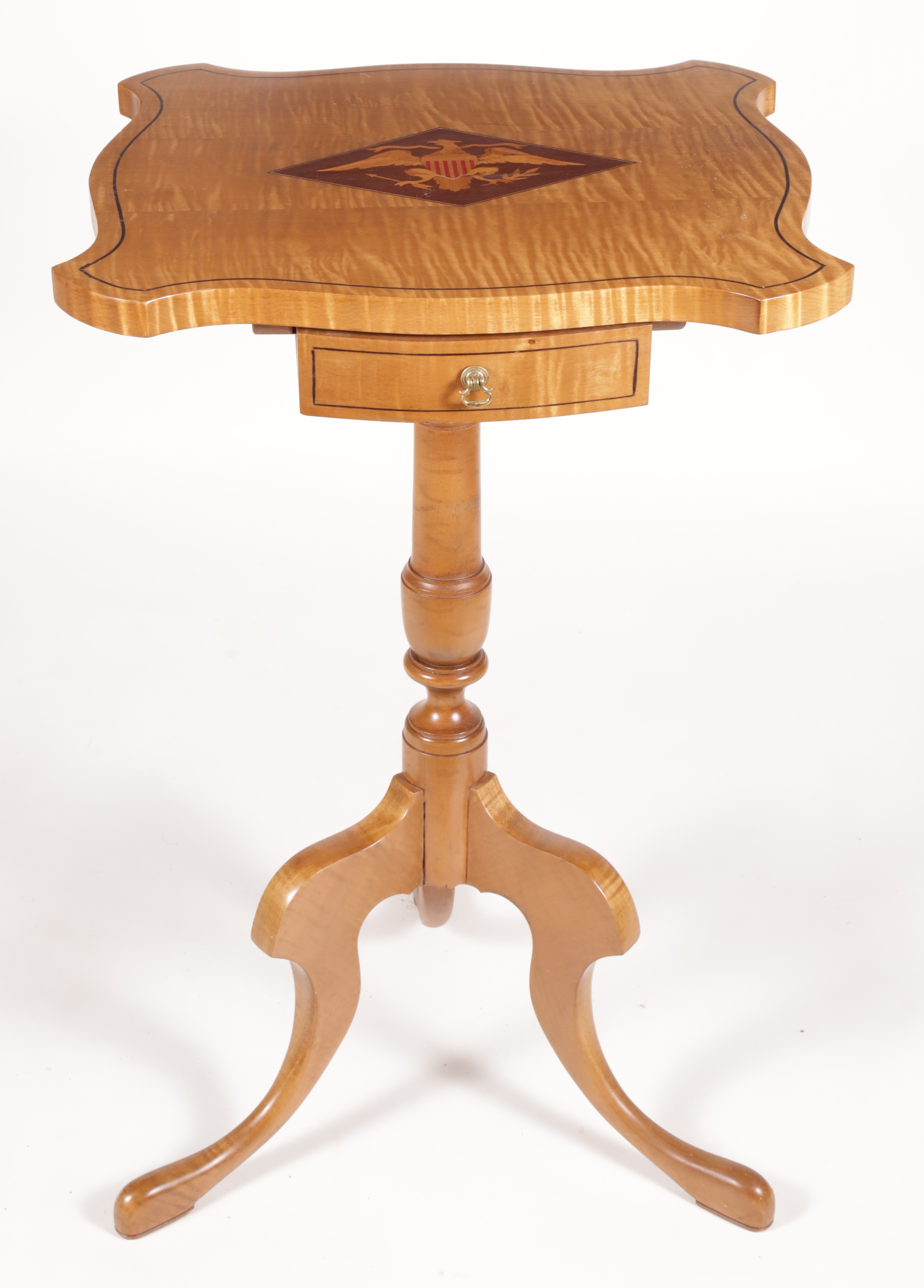 Federal Eagle Inlaid Tiger Maple Candlestand