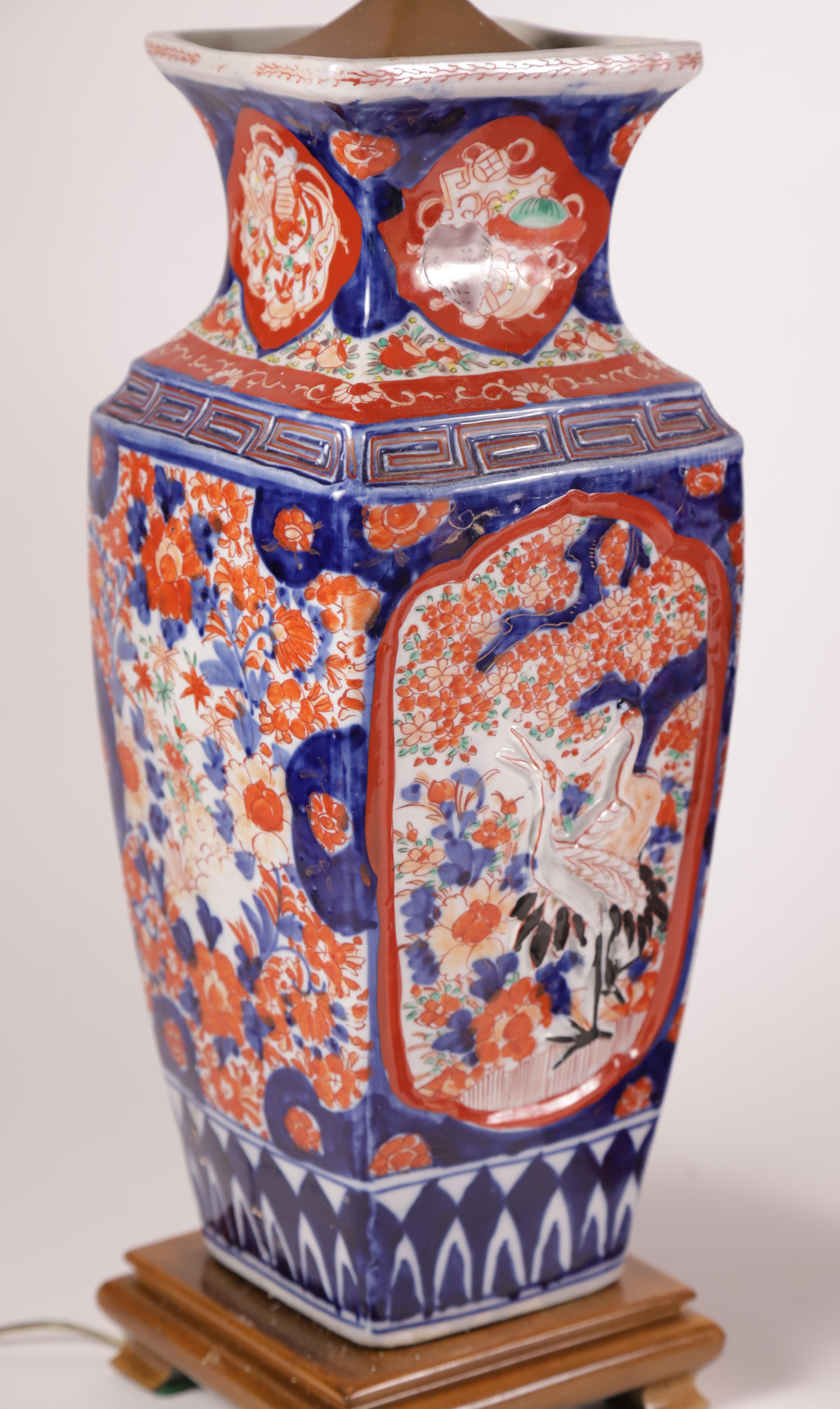 Pair of Chinese Imari Porcelain Lamps