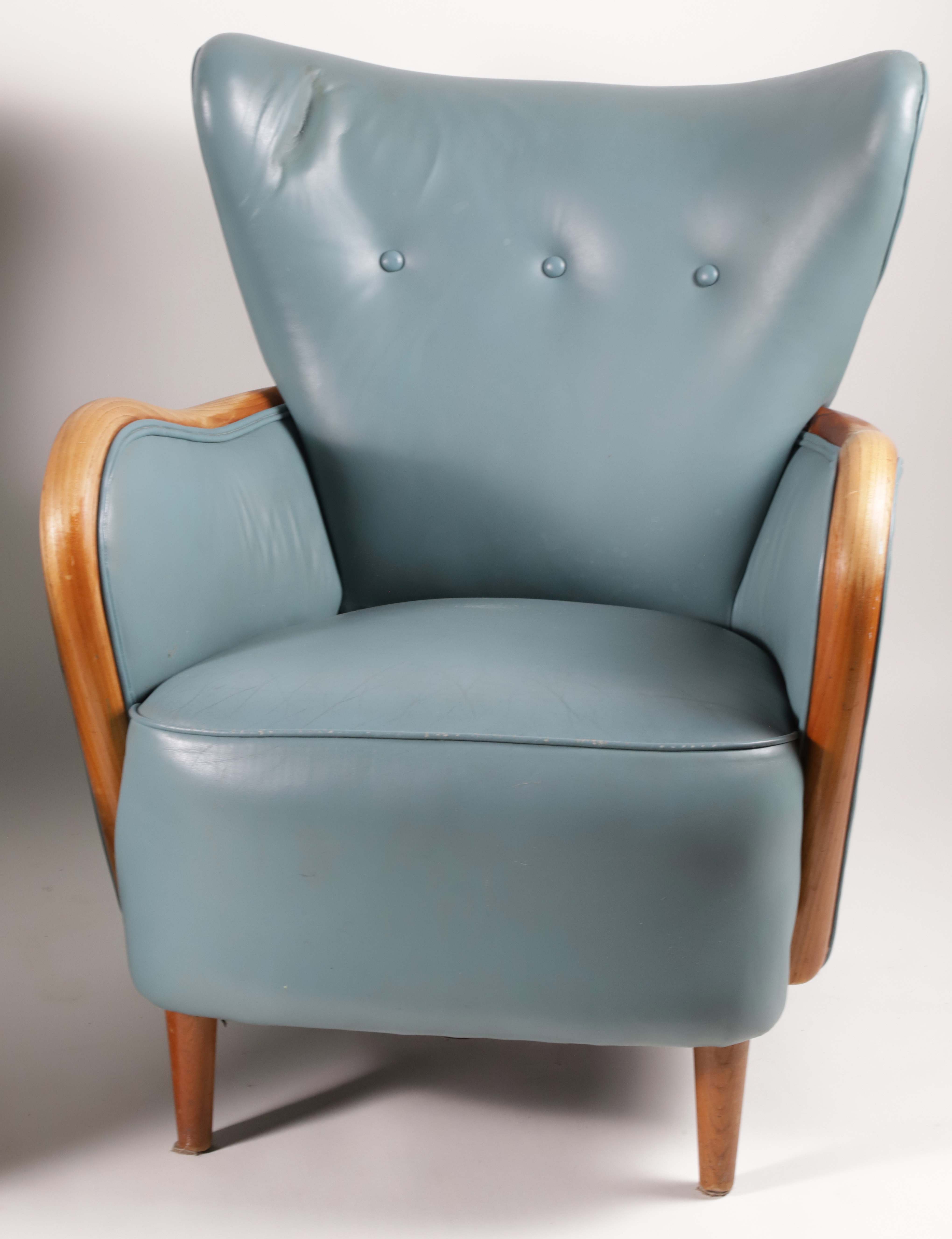 Pair of Art Deco Green Leather Chairs