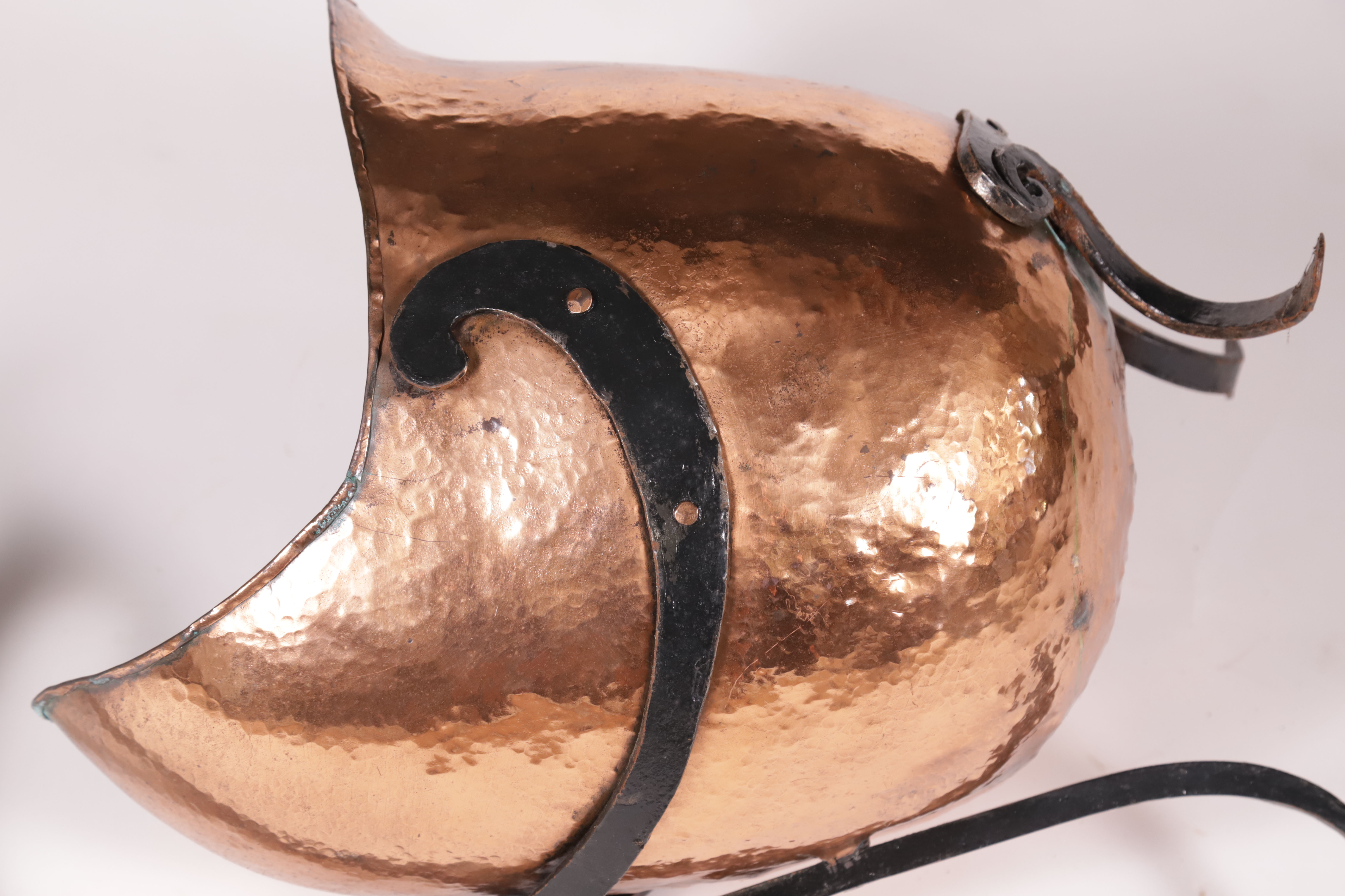 Iron Strapped Hanging Copper Cauldron