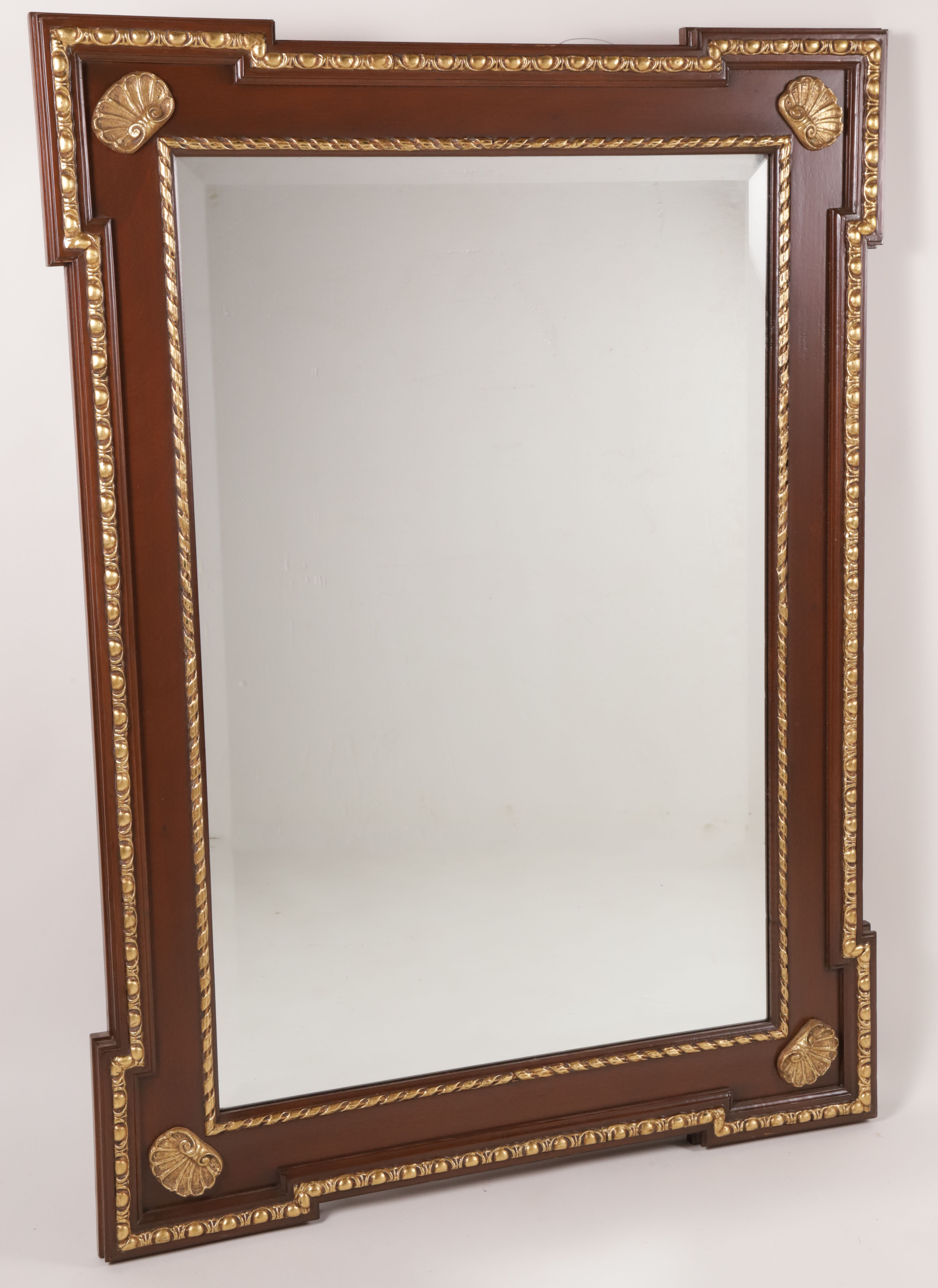 George II Style Parcel-Gilt Walnut Finished Mirror