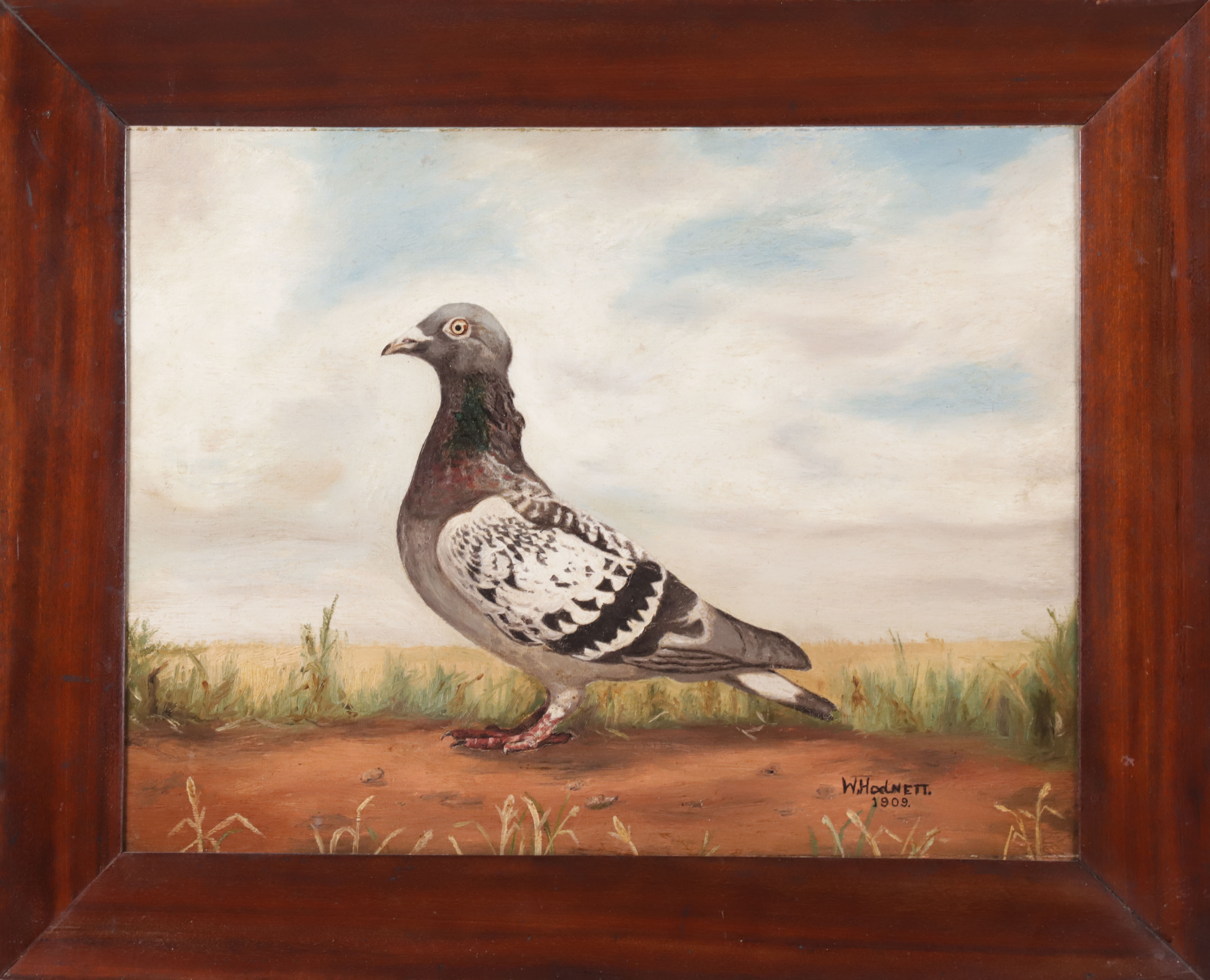 Oil on Canvas "Portrait of a Champion Racing Pigeon", Circa 1909