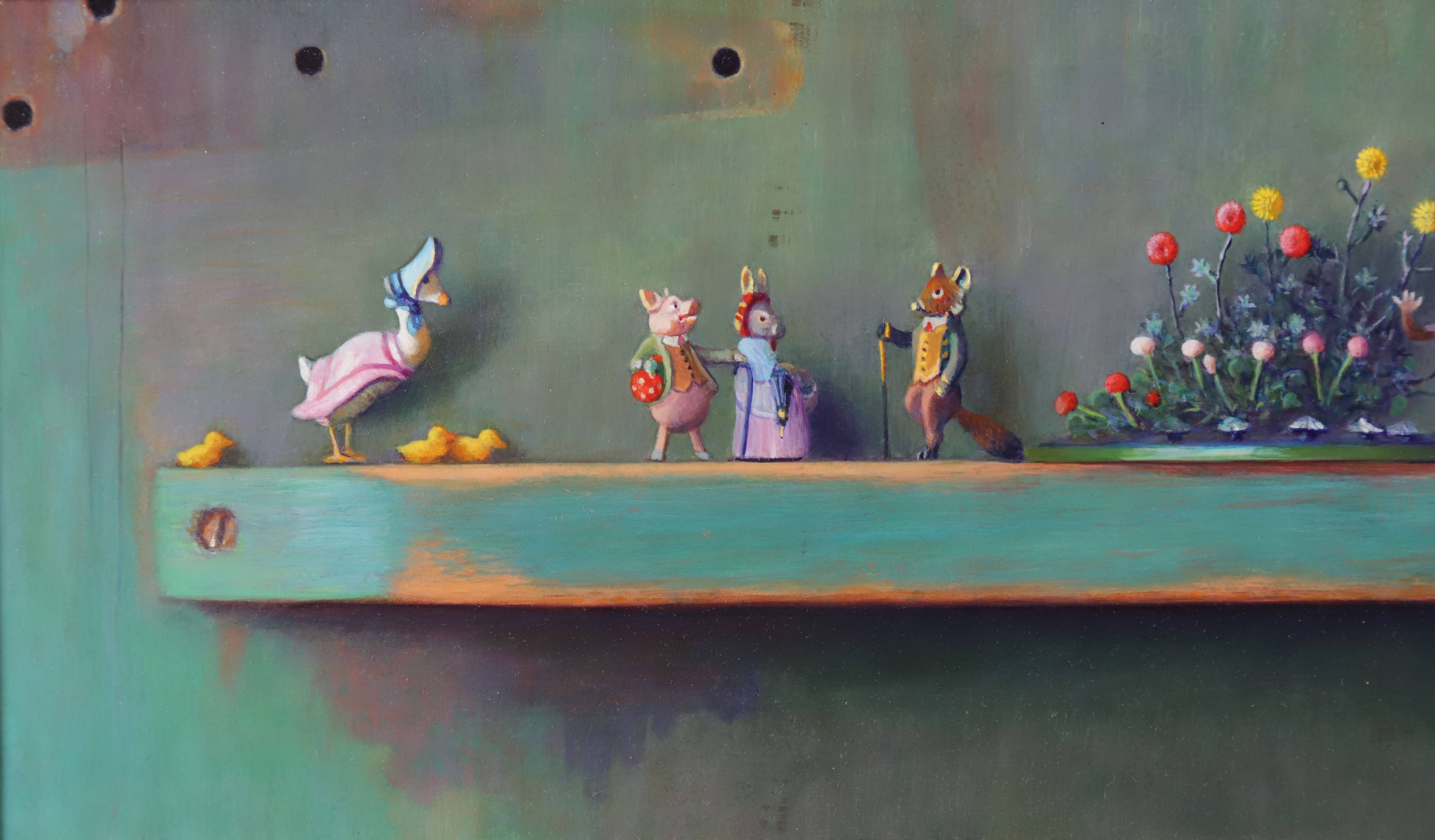Sidney F. Willis Acrylic on Panel “Models of Beatrice Potter Animal Protagonists”